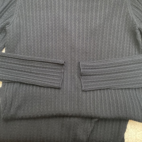 Theory Cable Rib Midi Cardigan Dress Wool Navy Blue Size Large - NWT NO BELT - Picture 6 of 8